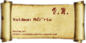 Valdman Márta névjegykártya